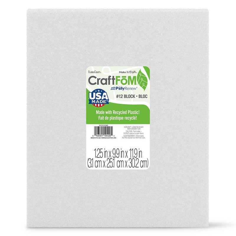 FloraCraft CraftFoM Block 1.25 Inch x 9.9 Inch x 11.9 Inch White - Image 1